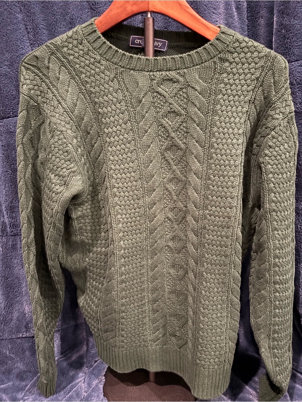 Crown & Ivy Men’s Cable Knit Sweater Dark Green Size Medium NWT